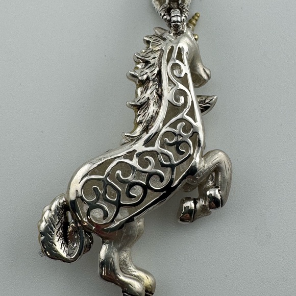 Barbara Bixby Sterling and 18 Karat Gold Unicorn Pendant Enhancer with Gemstones - Picture 4 of 11